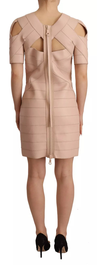 Dsquared² Beige leren minidress met open schouders