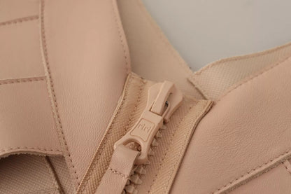 Dsquared² Beige leren minidress met open schouders