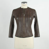 Emilio Romanelli Brown Leather Women Jacket - Chic Slim Fit