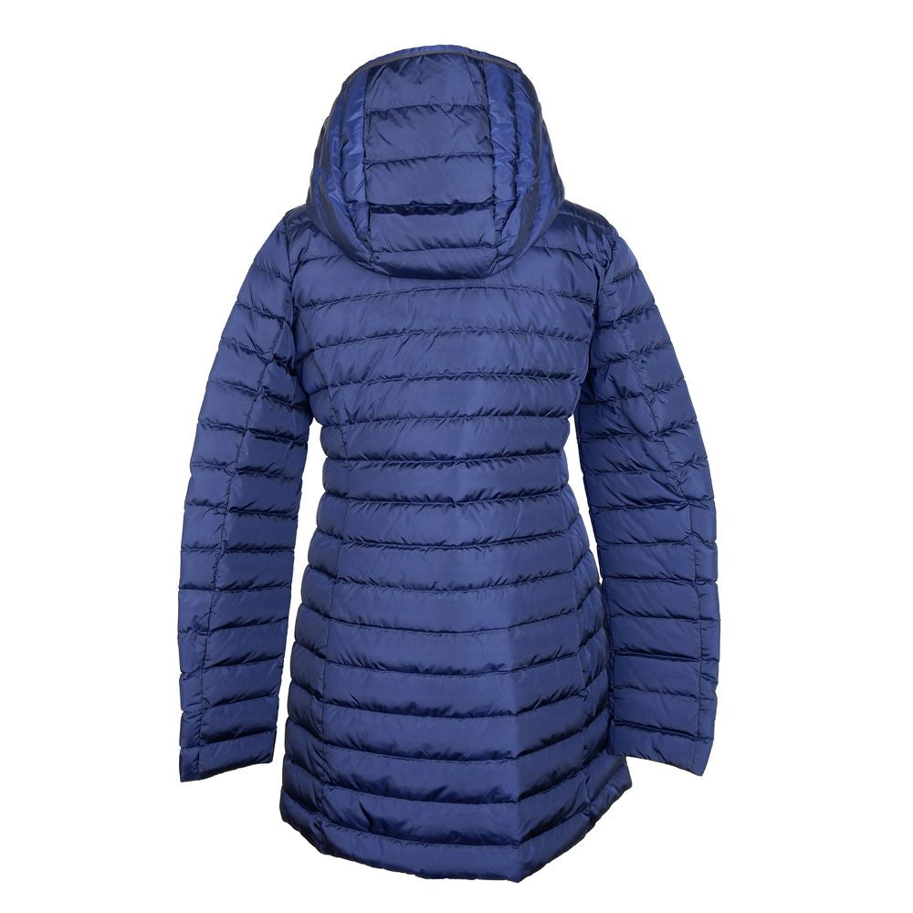 Ajouter un élégant blouson d'hiver en duvet bleu avec capuche