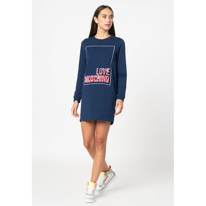 Love Moschino blauwe katoenen damesjurk
