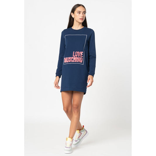 Love Moschino blauwe katoenen damesjurk
