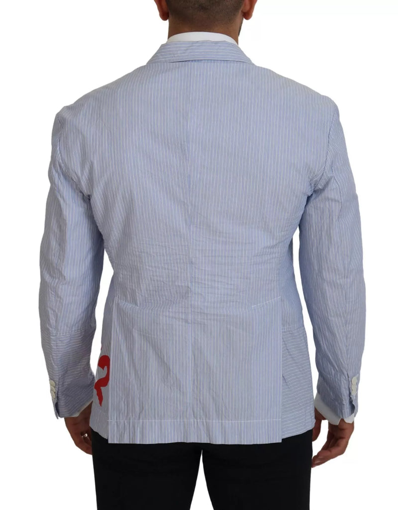 Blazer de costume bleu à rayures, à simple boutonnage, Dsquared²