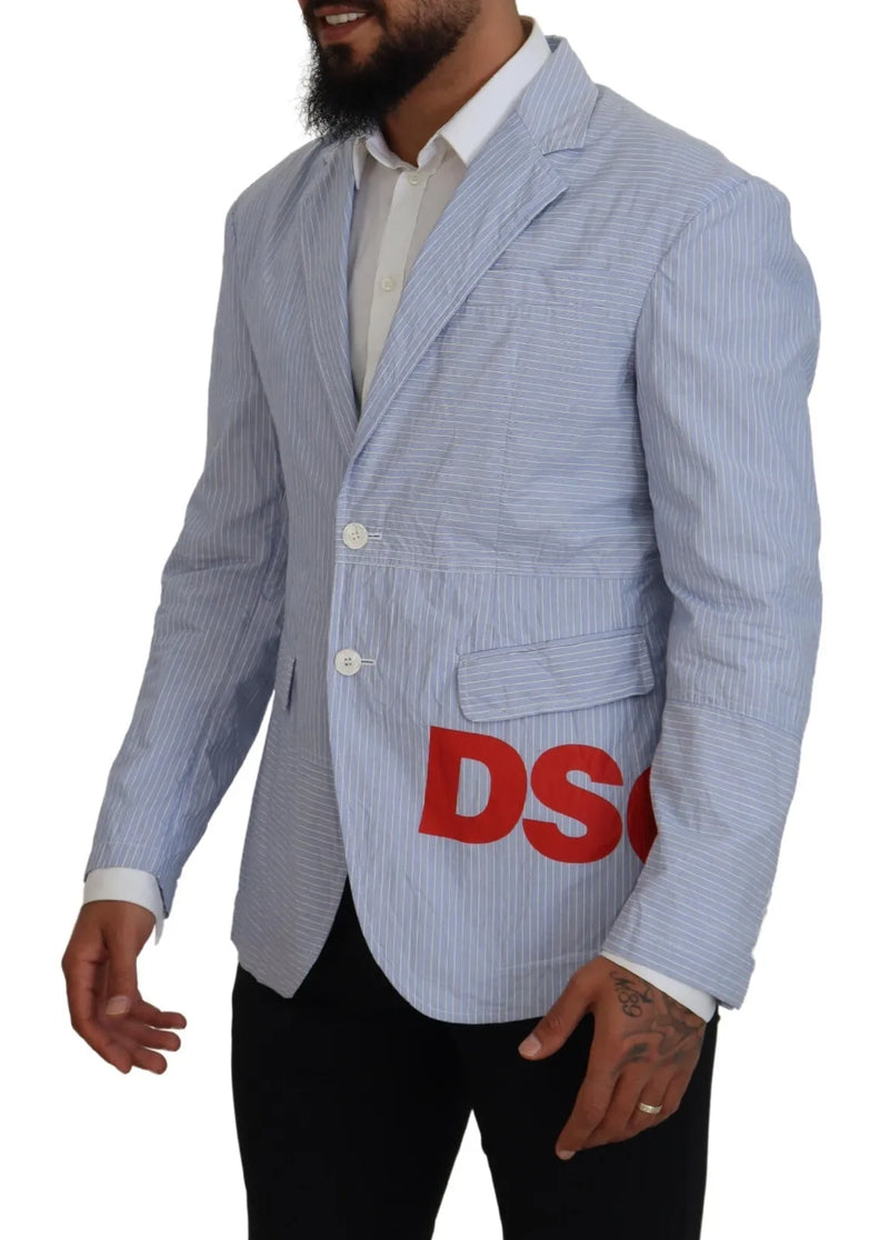 Blazer de costume bleu à rayures, à simple boutonnage, Dsquared²