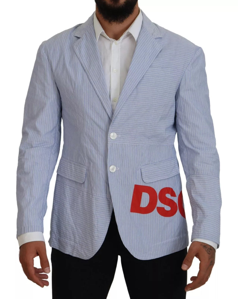 Blazer de costume bleu à rayures, à simple boutonnage, Dsquared²