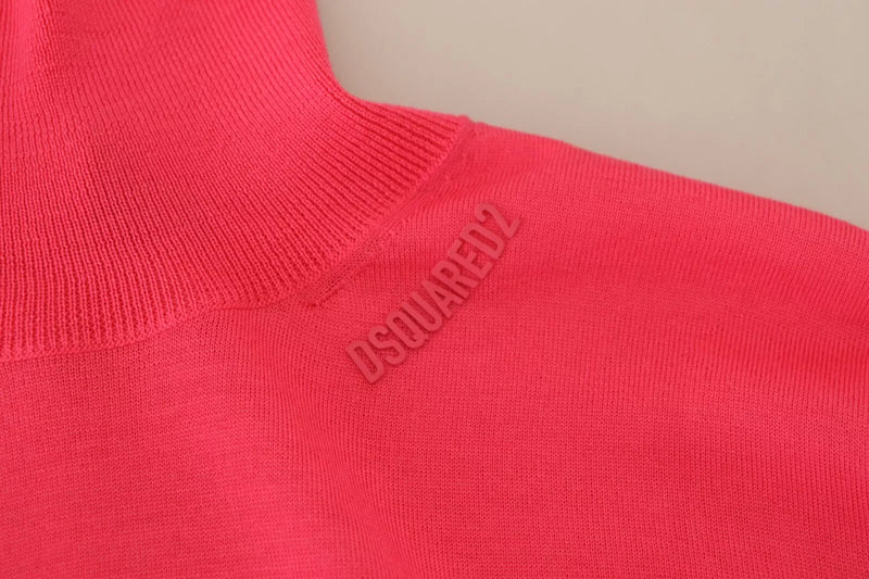 Dsquared² Pull en laine vierge rose à col roulé pour femme