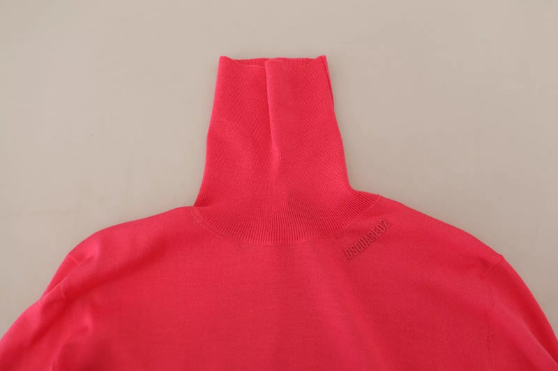 Dsquared² Pull en laine vierge rose à col roulé pour femme