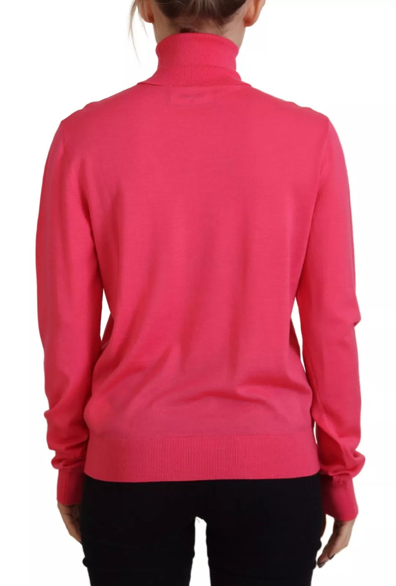 Dsquared² Pull en laine vierge rose à col roulé pour femme