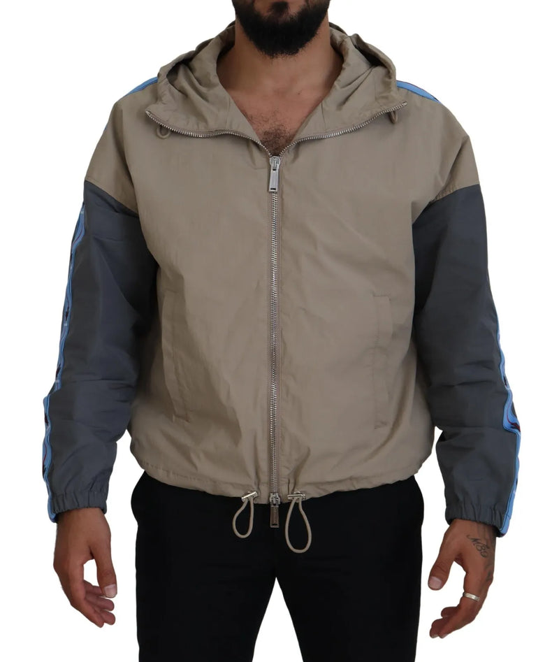Veste à capuche et fermeture éclair intégrale Dsquared², manches brun gris.