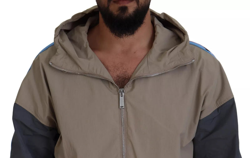 Veste à capuche et fermeture éclair intégrale Dsquared², manches brun gris.