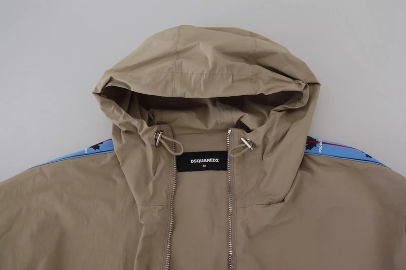 Veste à capuche et fermeture éclair intégrale Dsquared², manches brun gris.