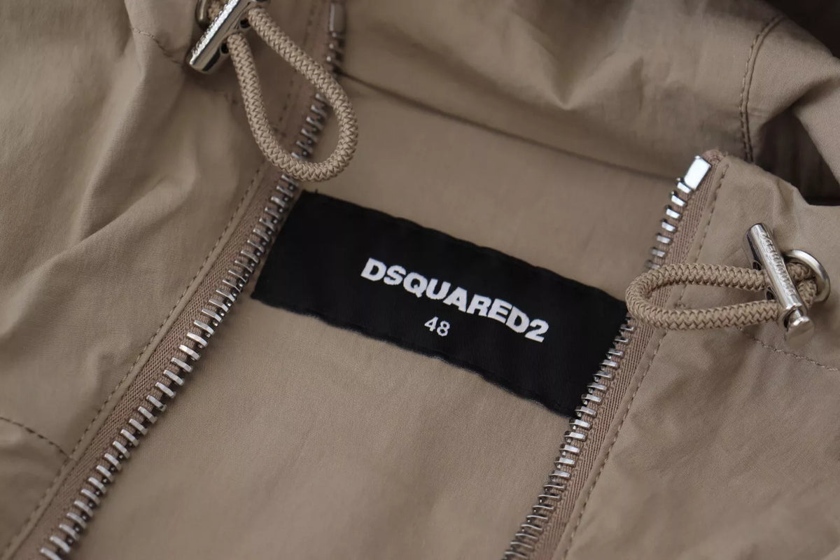 Veste à capuche et fermeture éclair intégrale Dsquared², manches brun gris.