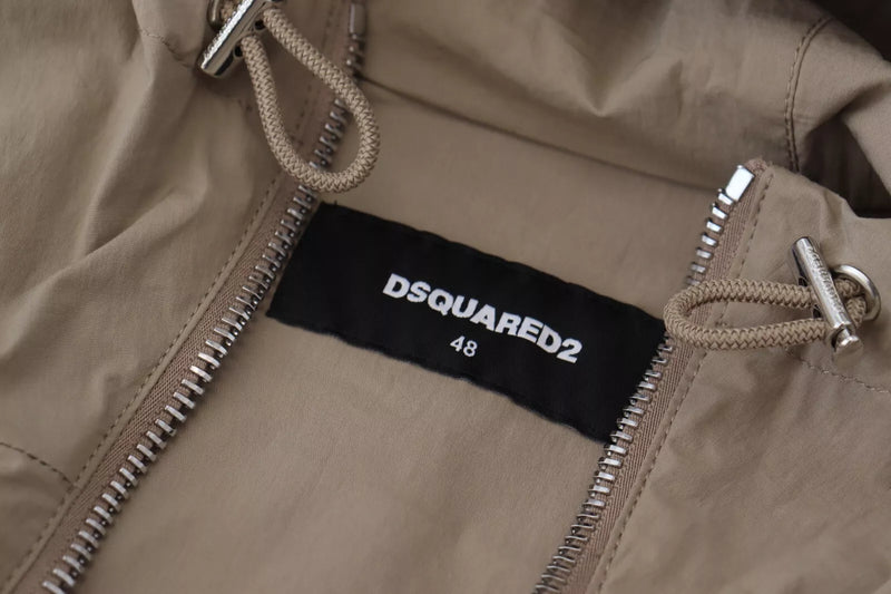 Veste à capuche et fermeture éclair intégrale Dsquared², manches brun gris.