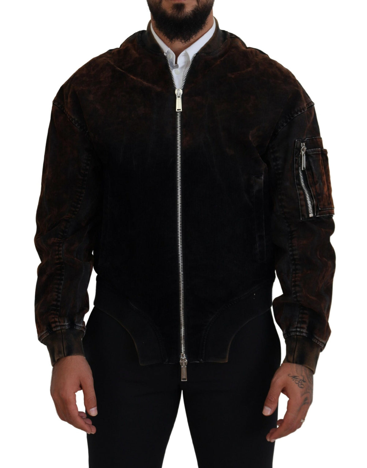Veste bomber en coton marron Dsquared² avec poches zippées sur les manches