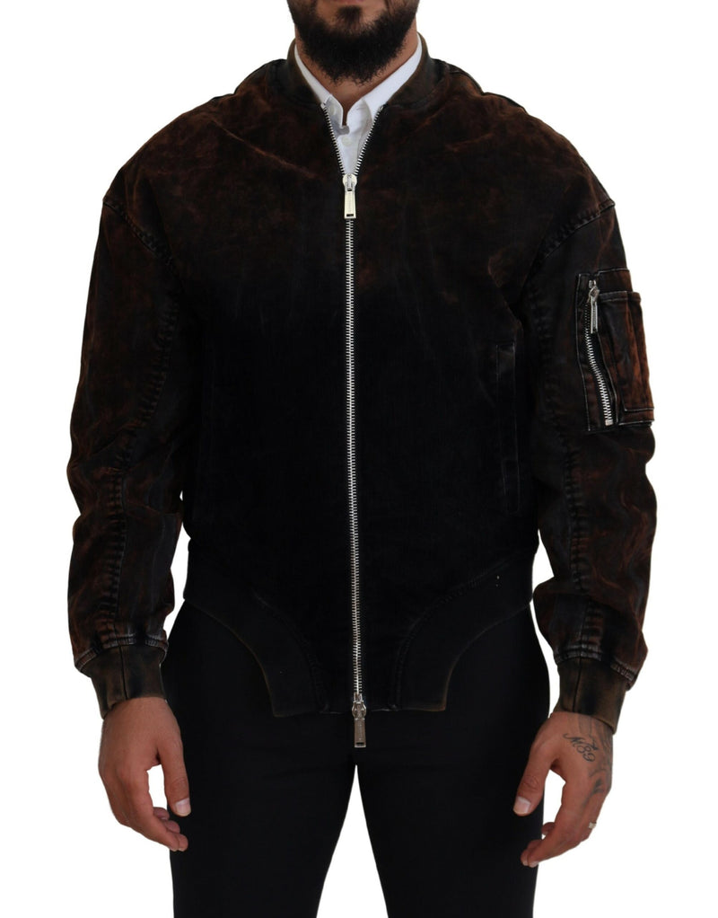 Veste bomber en coton marron Dsquared² avec poches zippées sur les manches