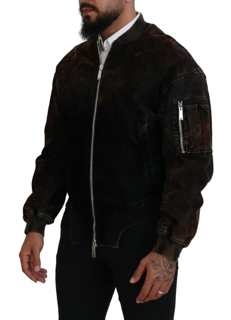 Veste bomber en coton marron Dsquared² avec poches zippées sur les manches