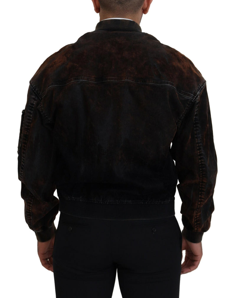 Veste bomber en coton marron Dsquared² avec poches zippées sur les manches