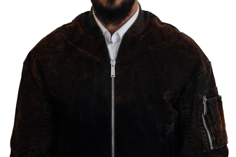 Veste bomber en coton marron Dsquared² avec poches zippées sur les manches