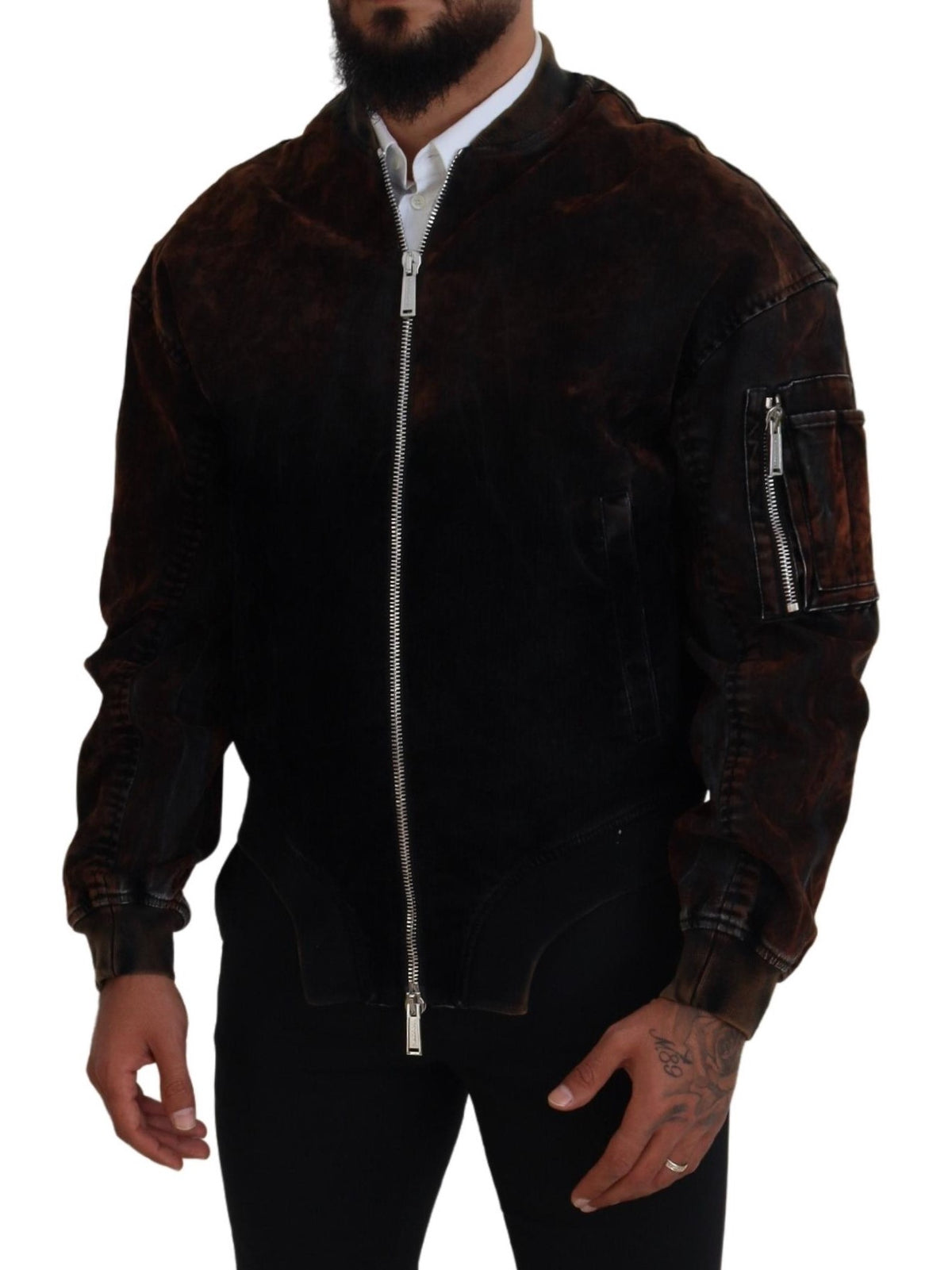 Veste bomber en coton marron Dsquared² avec poches zippées sur les manches
