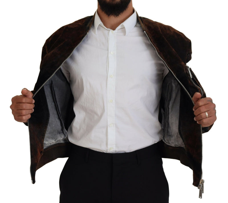 Veste bomber en coton marron Dsquared² avec poches zippées sur les manches