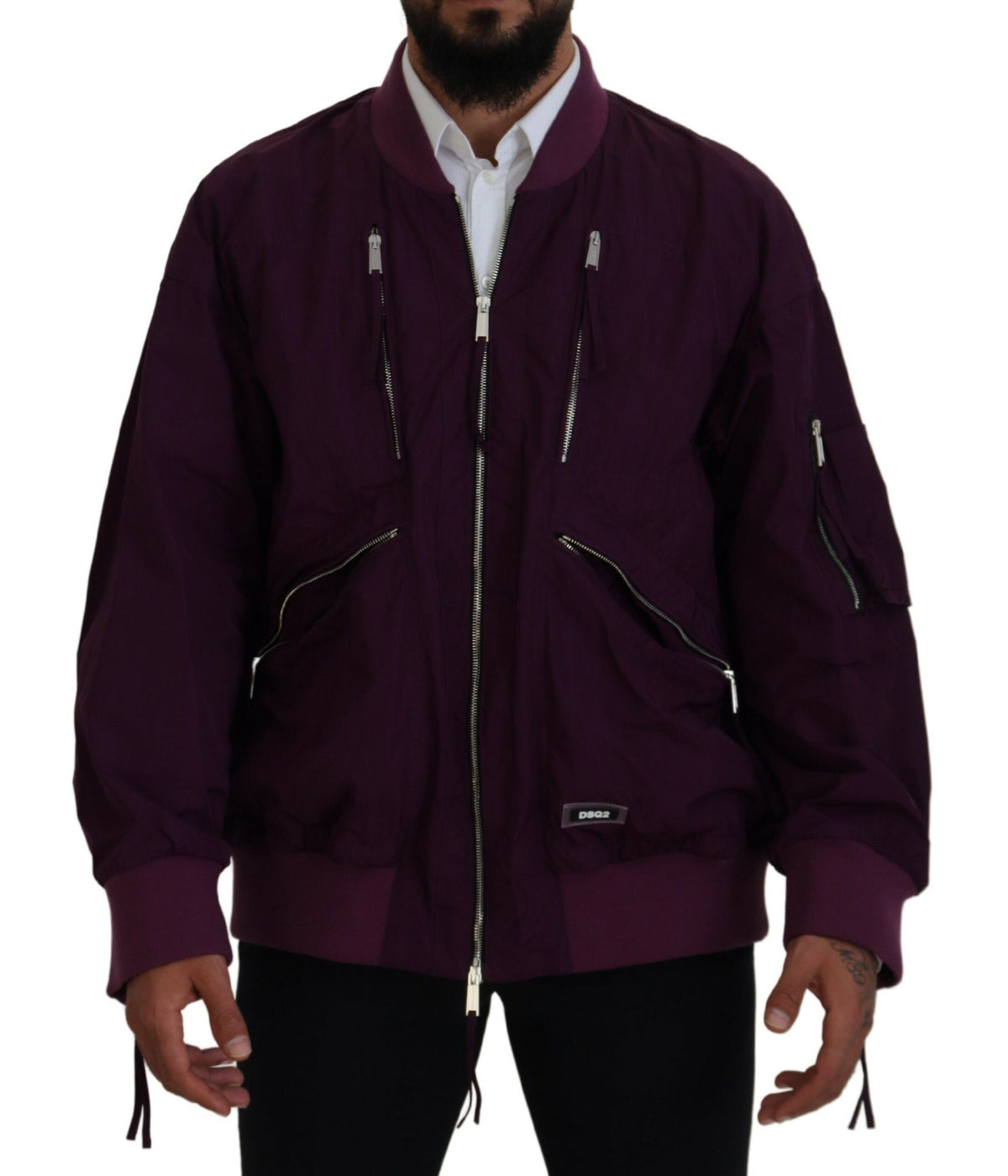 Veste bomber à fermeture éclair intégrale en polyester violet de Dsquared²