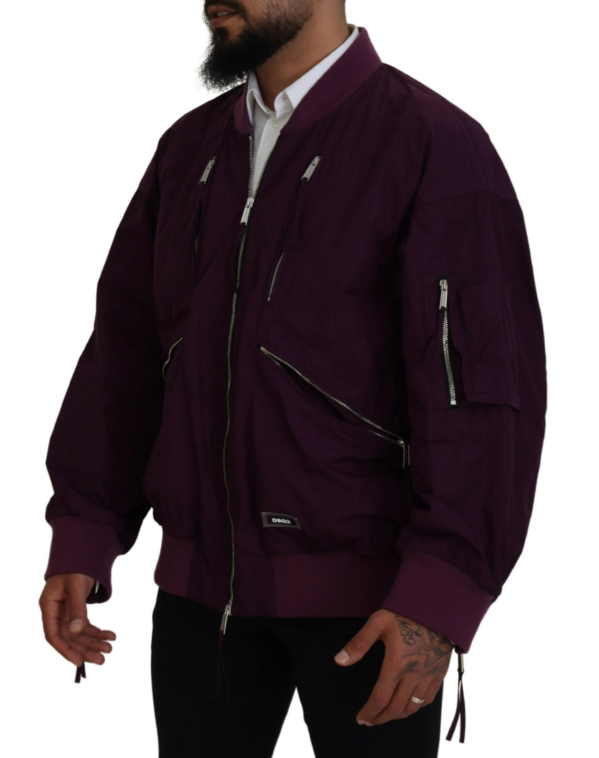 Veste bomber à fermeture éclair intégrale en polyester violet de Dsquared²