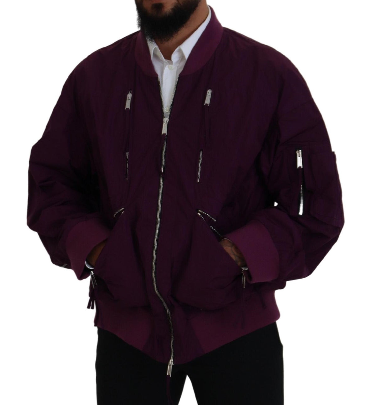 Veste bomber à fermeture éclair intégrale en polyester violet de Dsquared²