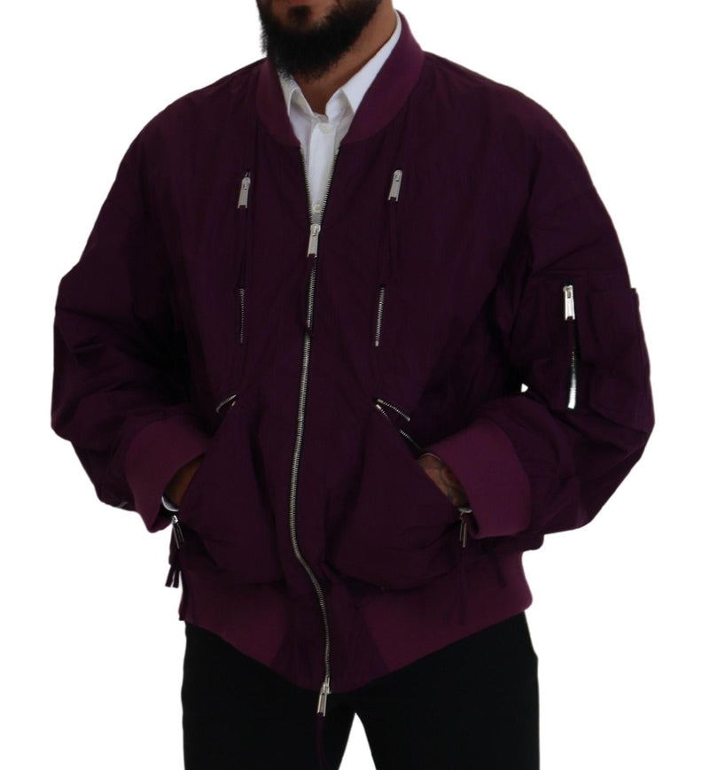 Veste bomber à fermeture éclair intégrale en polyester violet de Dsquared²