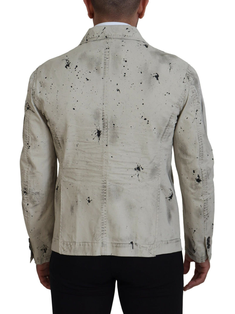 Veste en jean décontractée Dsquared² à imprimé noir et blanc sur fond blanc cassé