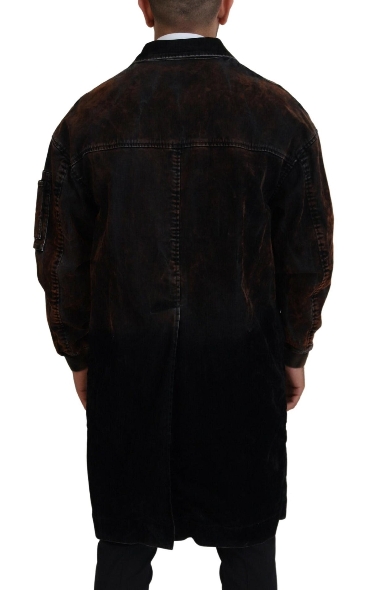 Manteau long en coton pour homme Dsquared², boutonné sur toute la longueur, couleur marron.