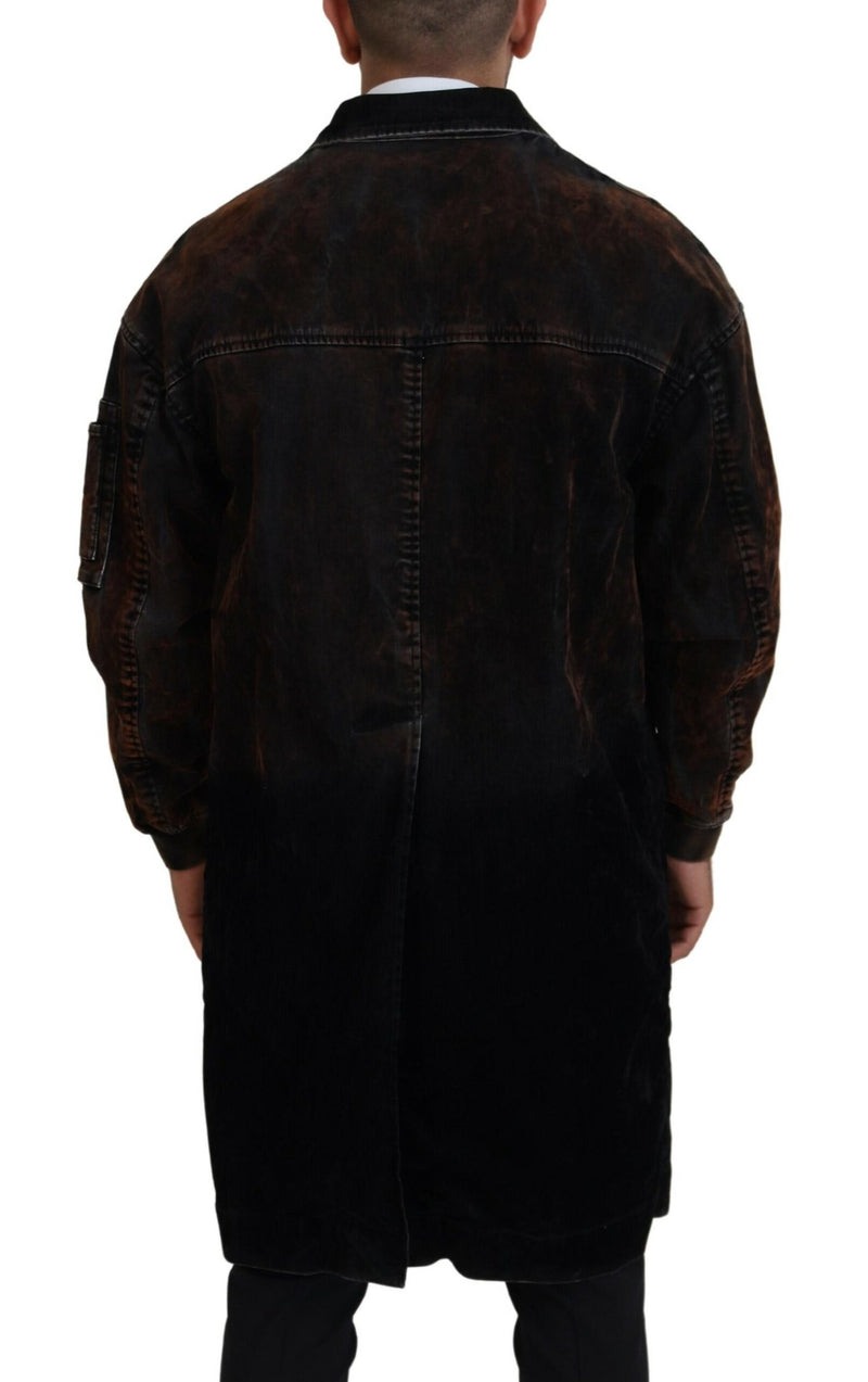 Manteau long en coton pour homme Dsquared², boutonné sur toute la longueur, couleur marron.