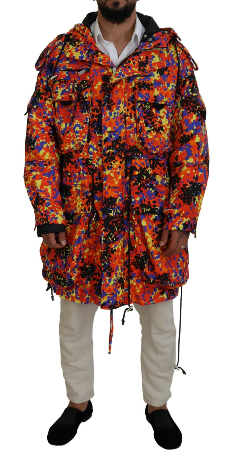 Dsquared² Veste-manteau longue à capuche et poches cargo multicolore