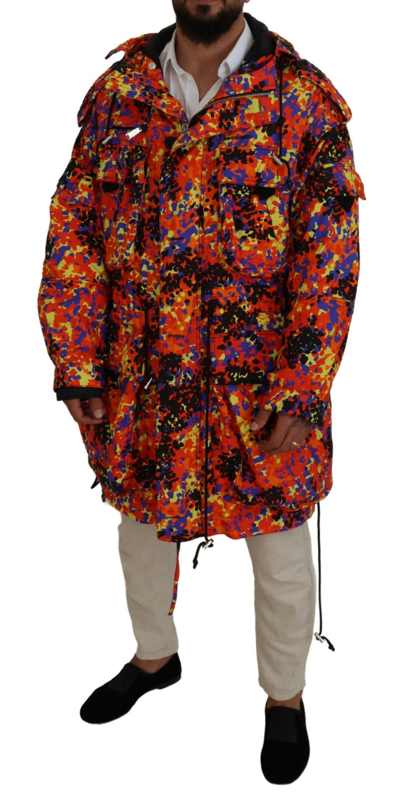 Dsquared² Veste-manteau longue à capuche et poches cargo multicolore