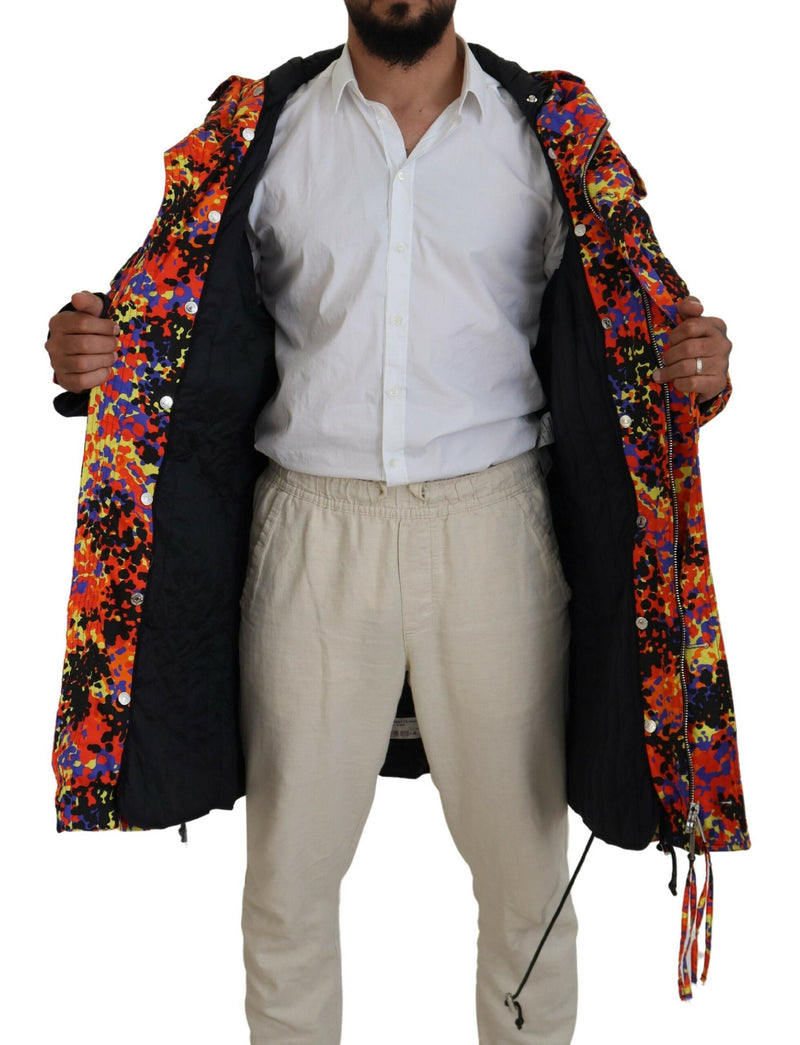 Dsquared² Veste-manteau longue à capuche et poches cargo multicolore