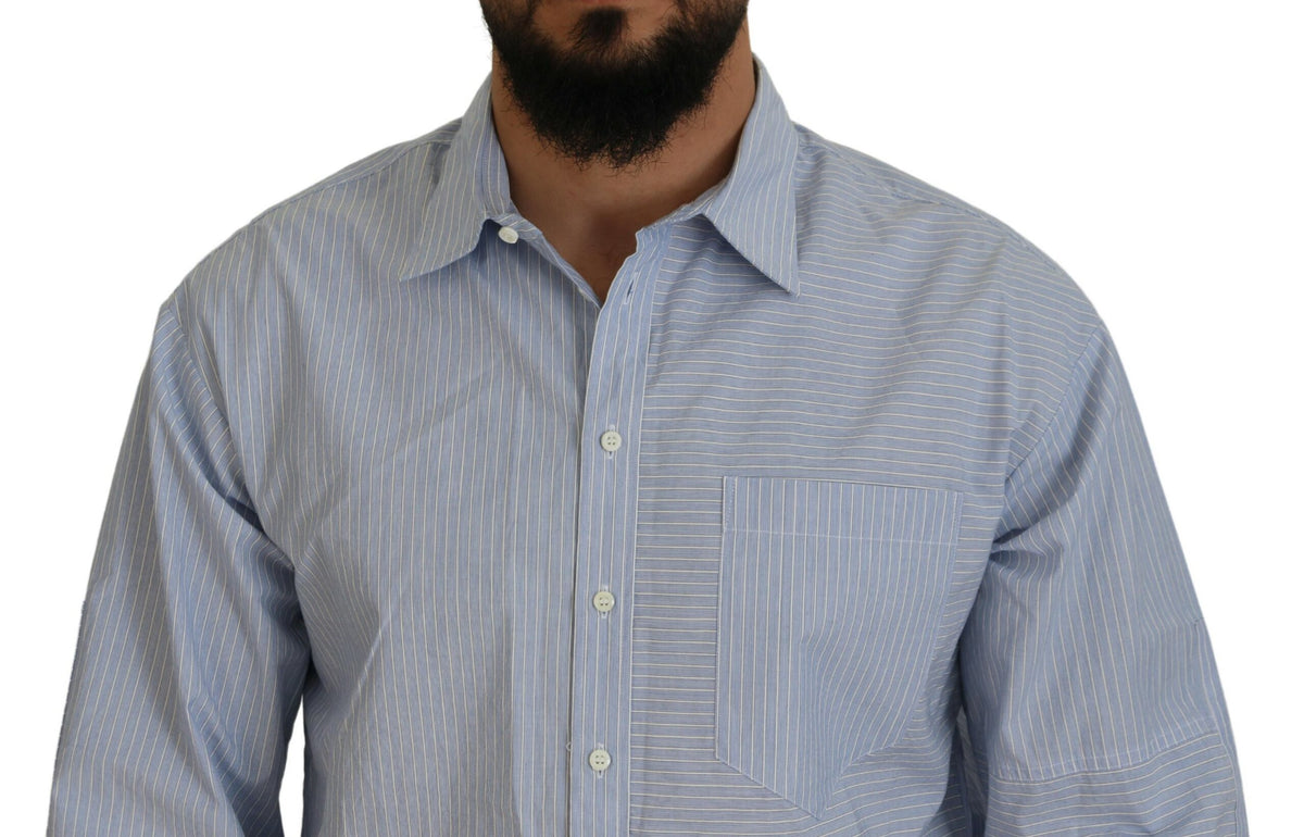 Chemise habillée à manches longues Dsquared² à rayures bleues et logo imprimé