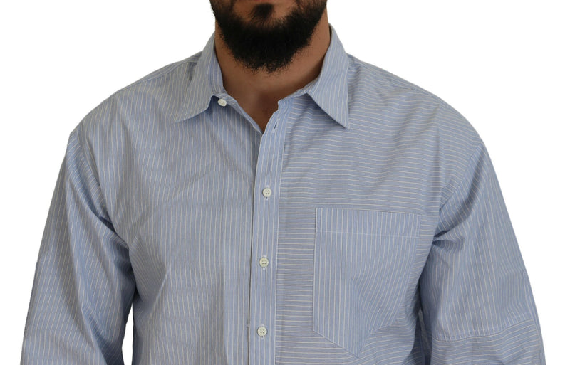 Chemise habillée à manches longues Dsquared² à rayures bleues et logo imprimé