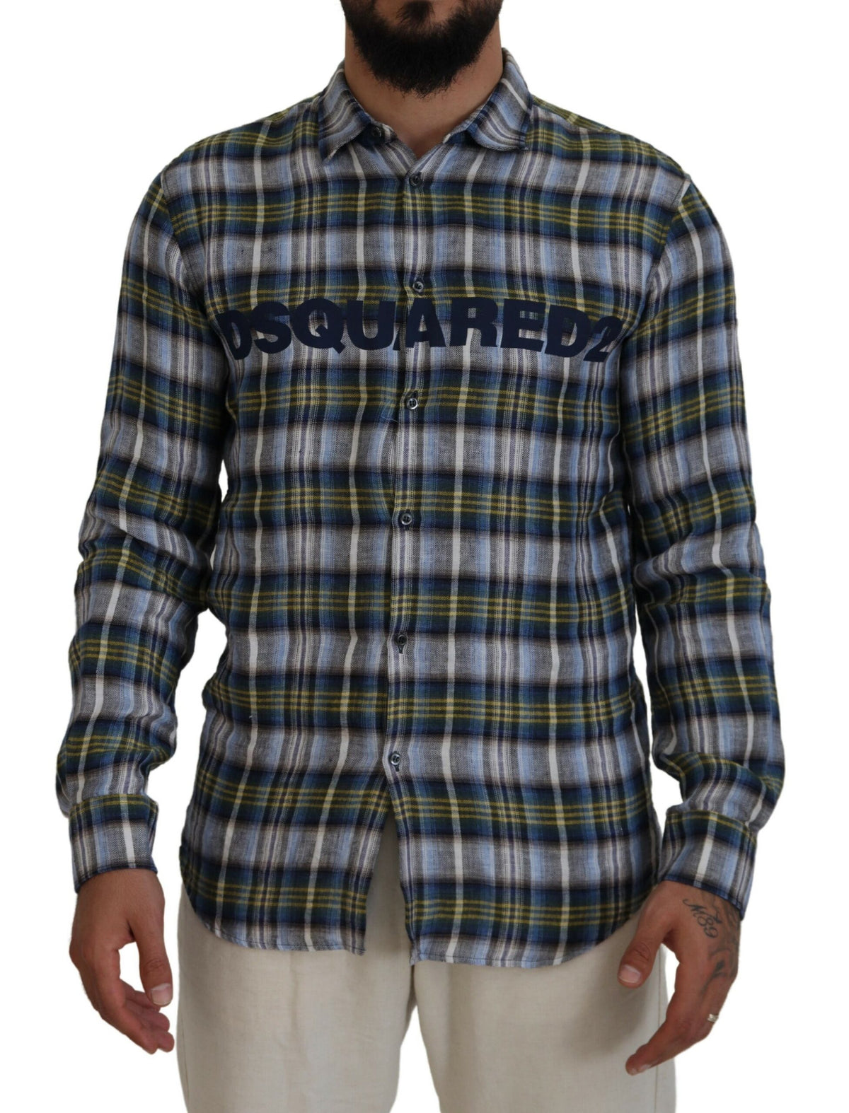 Chemise à manches longues décontractée à carreaux multicolores pour homme de Dsquared²