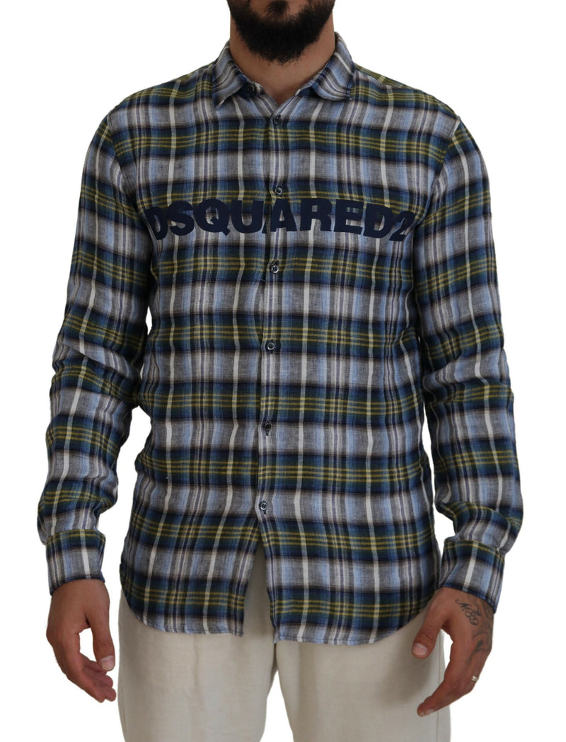 Chemise à manches longues décontractée à carreaux multicolores pour homme de Dsquared²