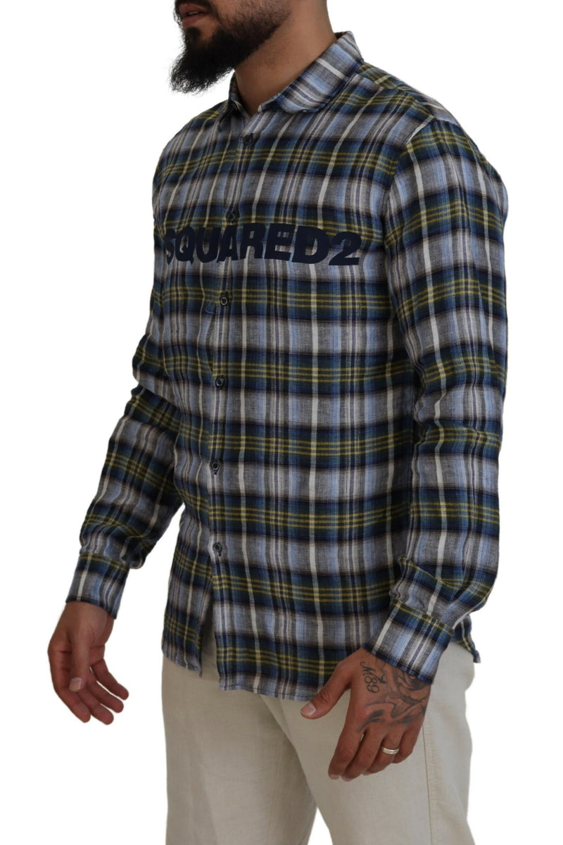 Chemise à manches longues décontractée à carreaux multicolores pour homme de Dsquared²