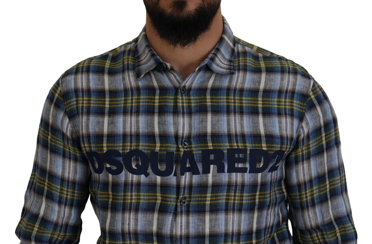 Chemise à manches longues décontractée à carreaux multicolores pour homme de Dsquared²