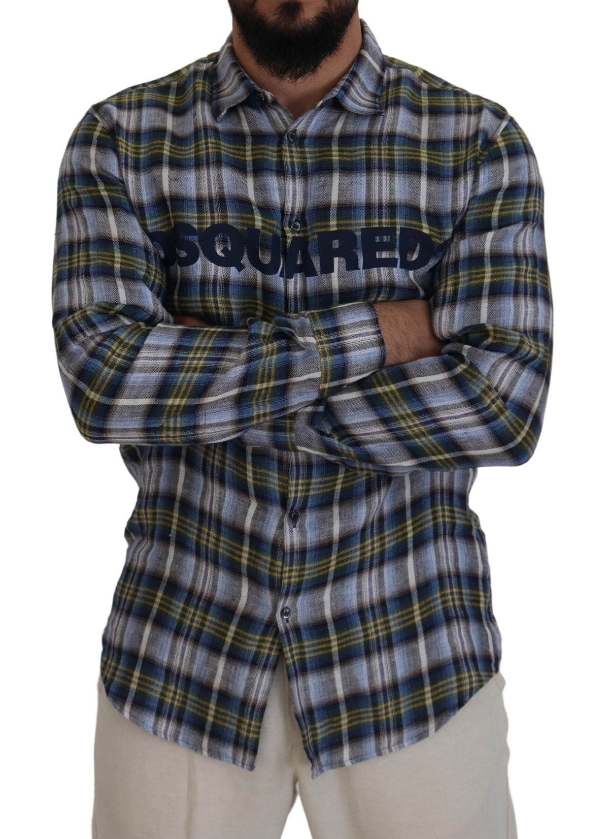Chemise à manches longues décontractée à carreaux multicolores pour homme de Dsquared²
