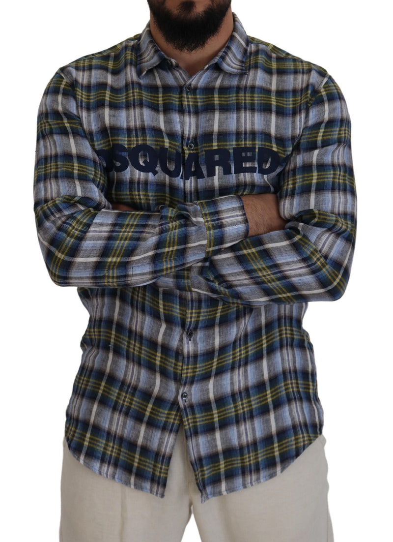 Chemise à manches longues décontractée à carreaux multicolores pour homme de Dsquared²