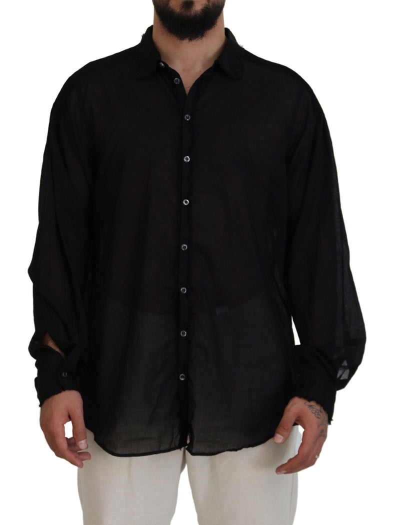 Chemise habillée à manches longues et col classique en coton noir de Dsquared²