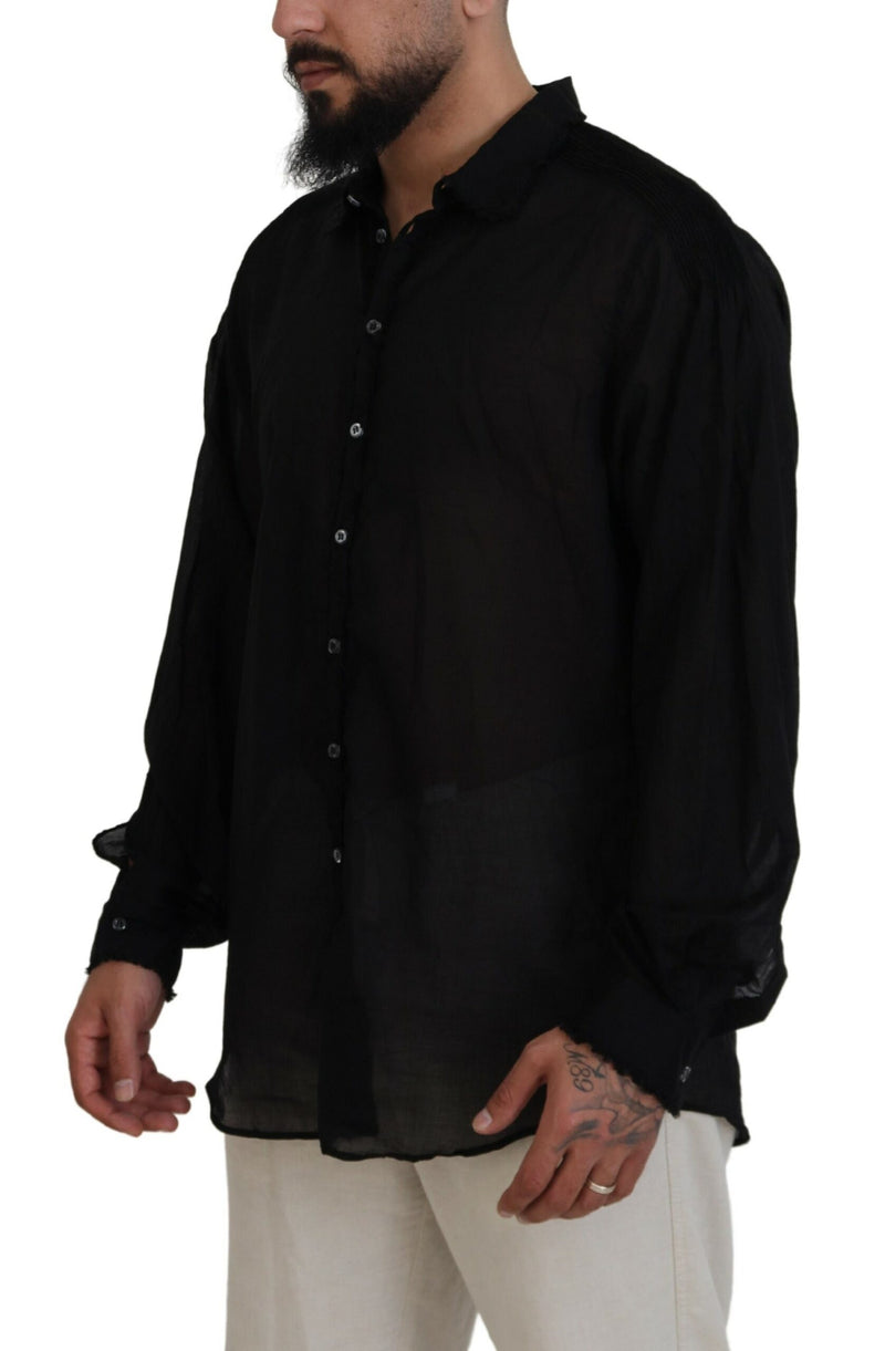 Chemise habillée à manches longues et col classique en coton noir de Dsquared²