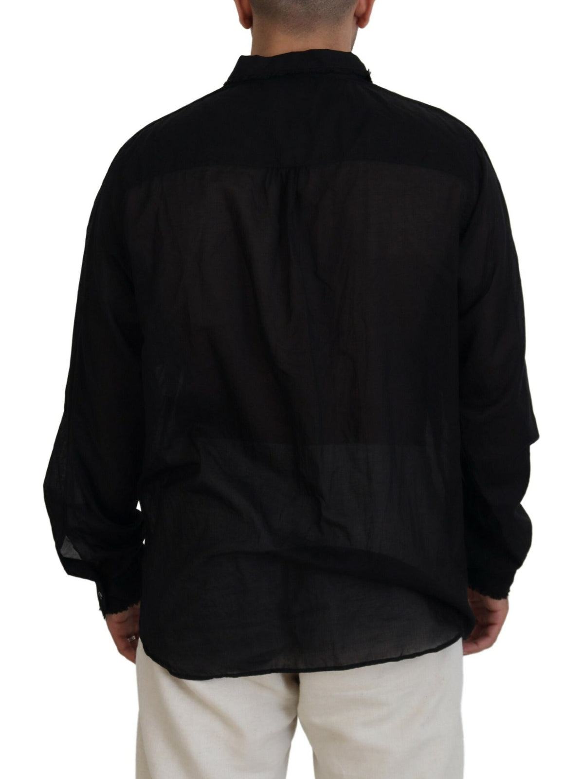 Chemise habillée à manches longues et col classique en coton noir de Dsquared²