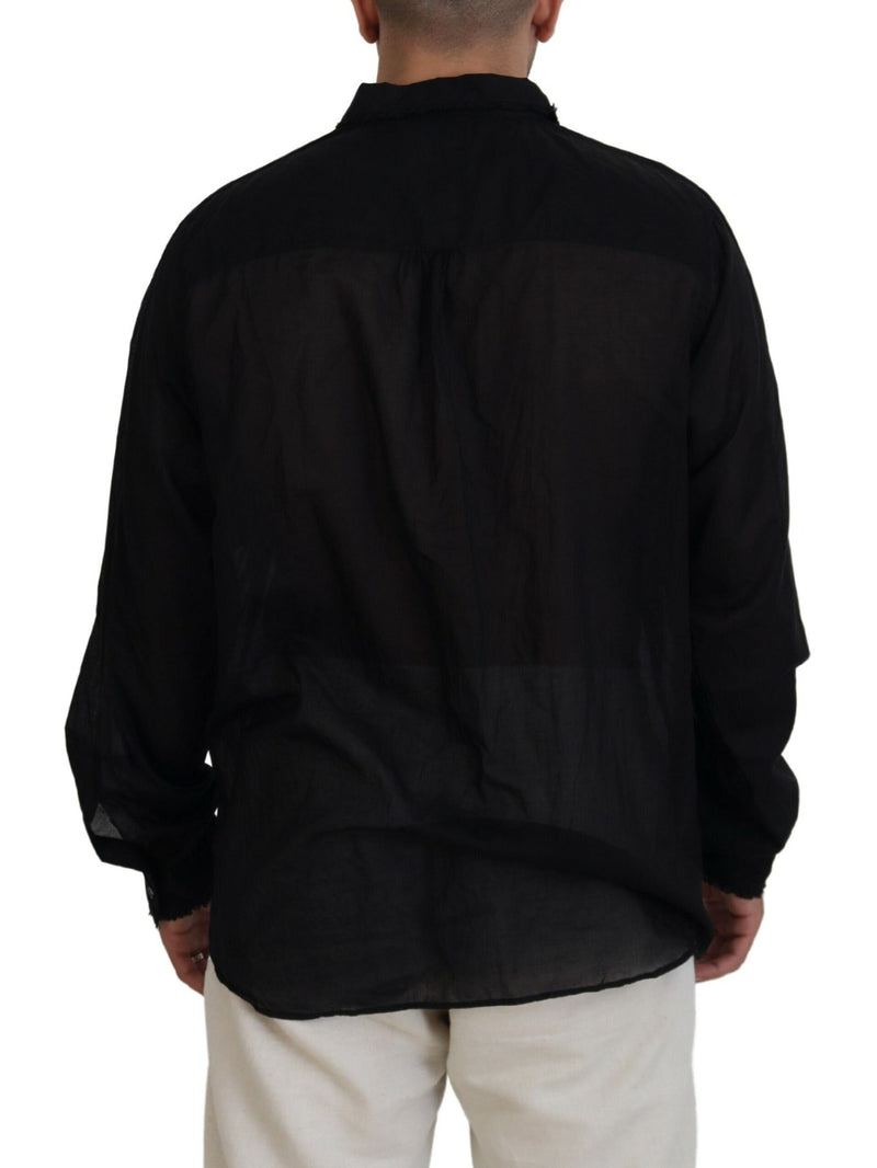 Chemise habillée à manches longues et col classique en coton noir de Dsquared²