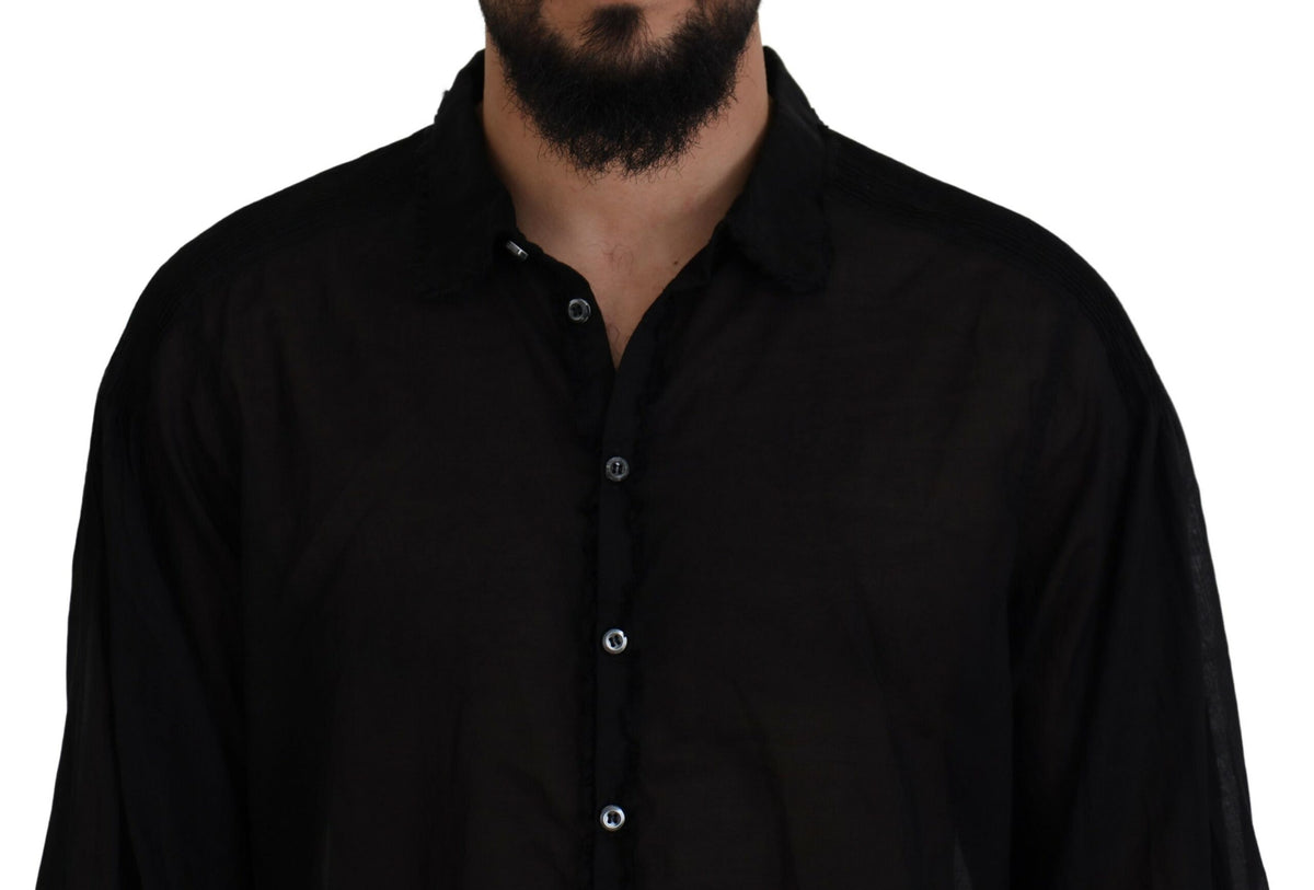 Chemise habillée à manches longues et col classique en coton noir de Dsquared²
