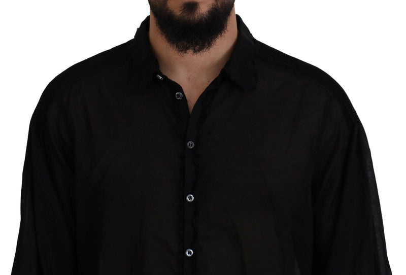 Chemise habillée à manches longues et col classique en coton noir de Dsquared²