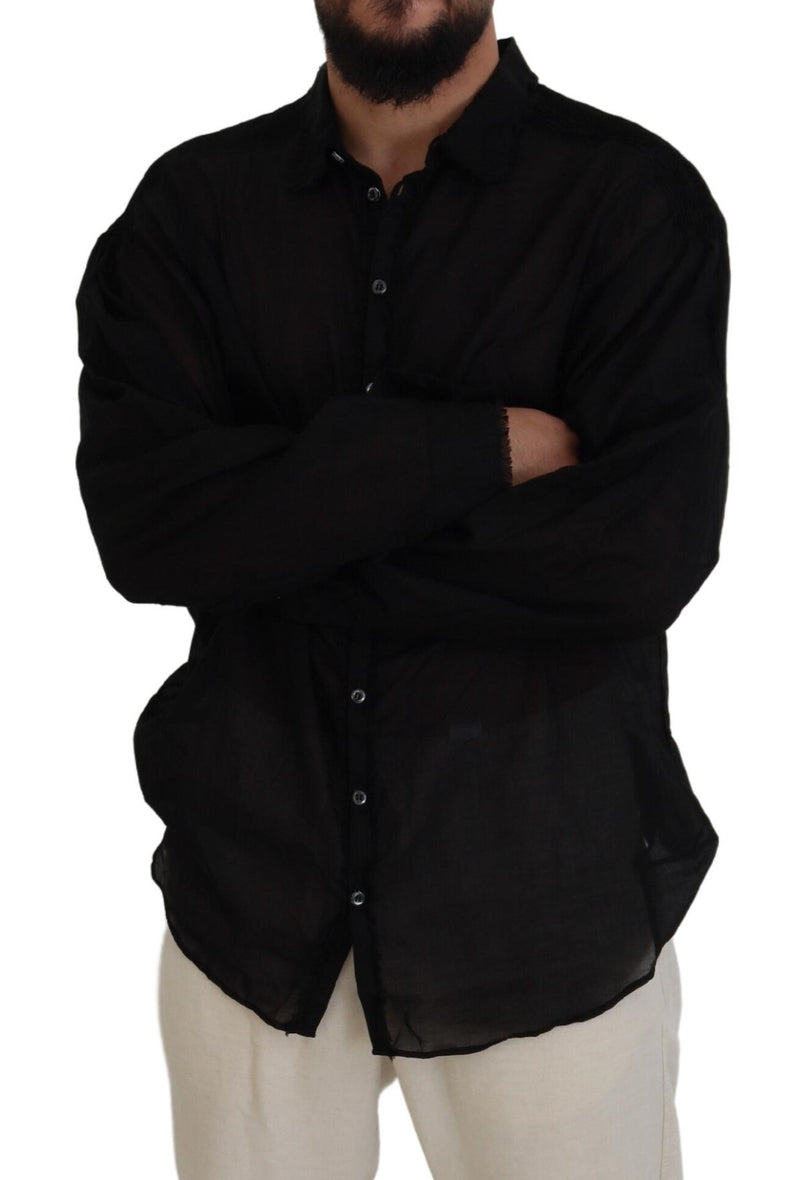 Chemise habillée à manches longues et col classique en coton noir de Dsquared²