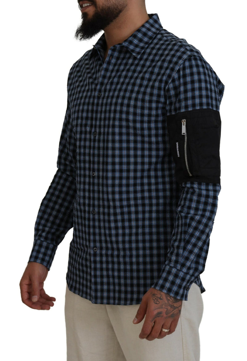 Chemise à manches longues pour homme Dsquared² multicolore à carreaux noirs sur les bras